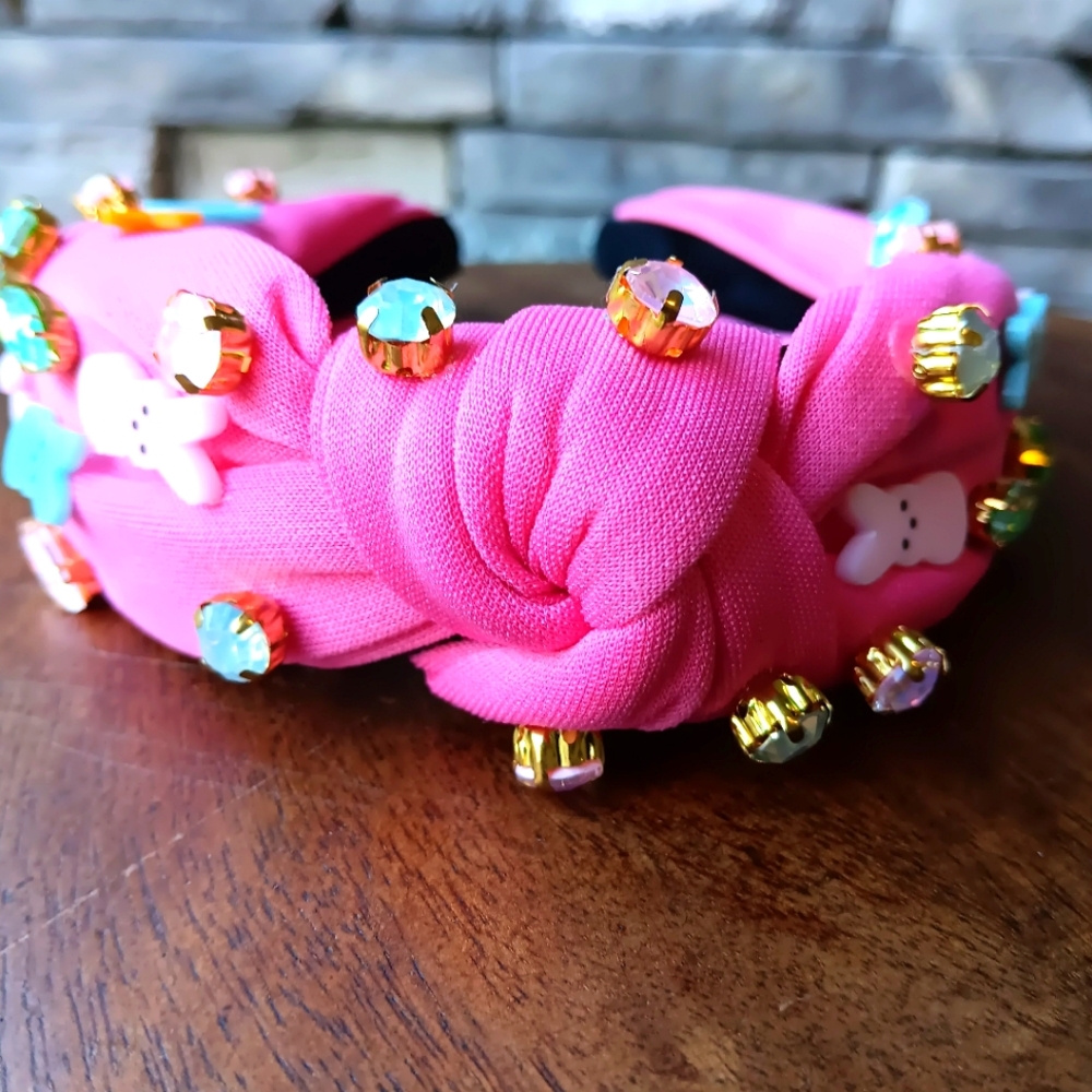 Pink Beaded Kids Headband